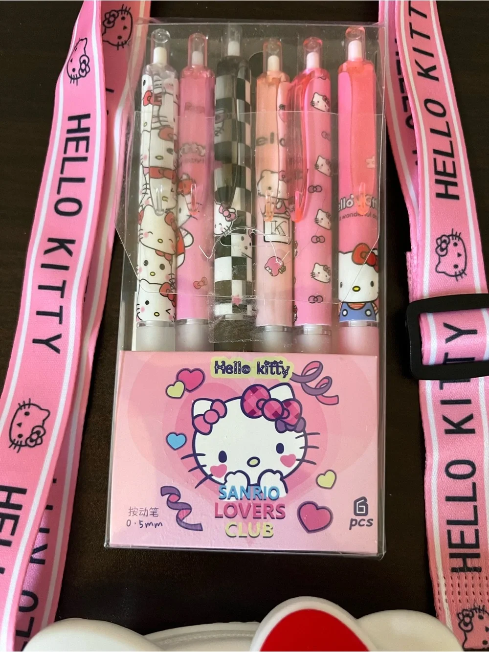 Hello Kitty White & Pink Small Crossbody Bag Coin Purse & Pen Set